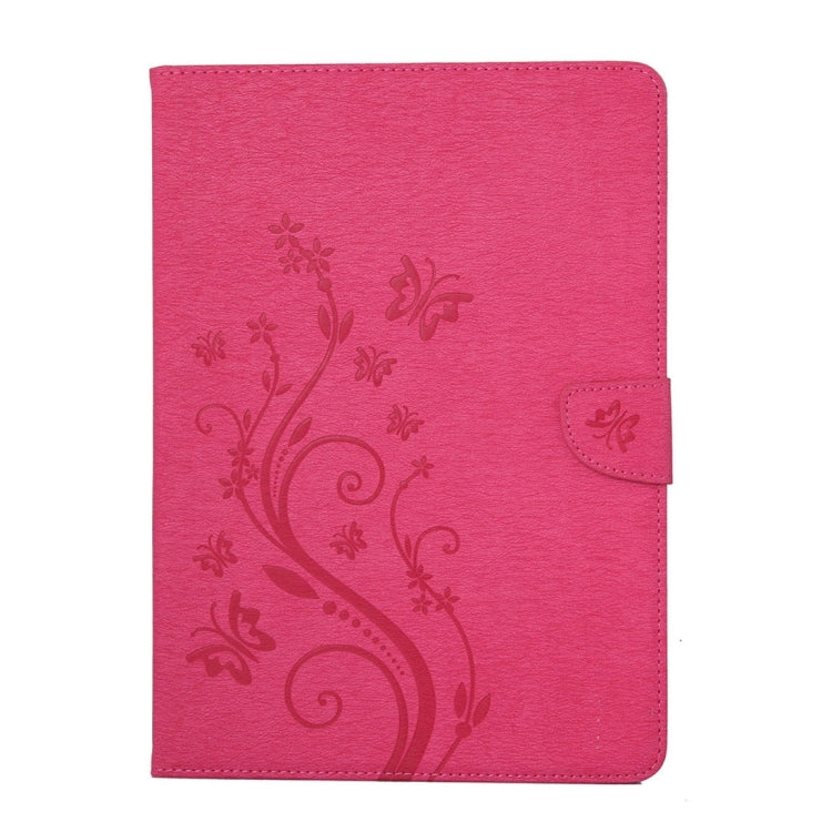 For iPad Air 2 Pressed Flowers Butterfly Pattern Horizontal Flip PU Leather Case with Magnetic Buckle & Holder & Card Slots & Wallet