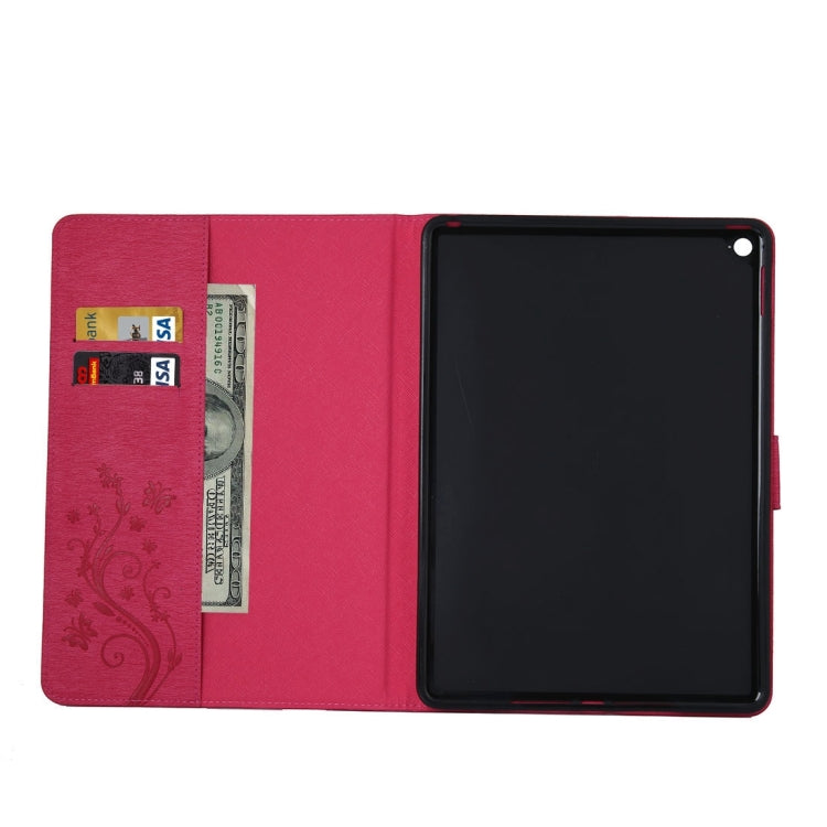 For iPad Air 2 Pressed Flowers Butterfly Pattern Horizontal Flip PU Leather Case with Magnetic Buckle & Holder & Card Slots & Wallet