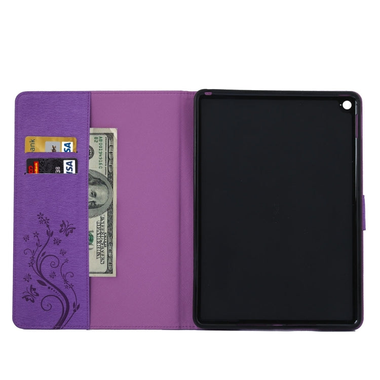 For iPad Air 2 Pressed Flowers Butterfly Pattern Horizontal Flip PU Leather Case with Magnetic Buckle & Holder & Card Slots & Wallet
