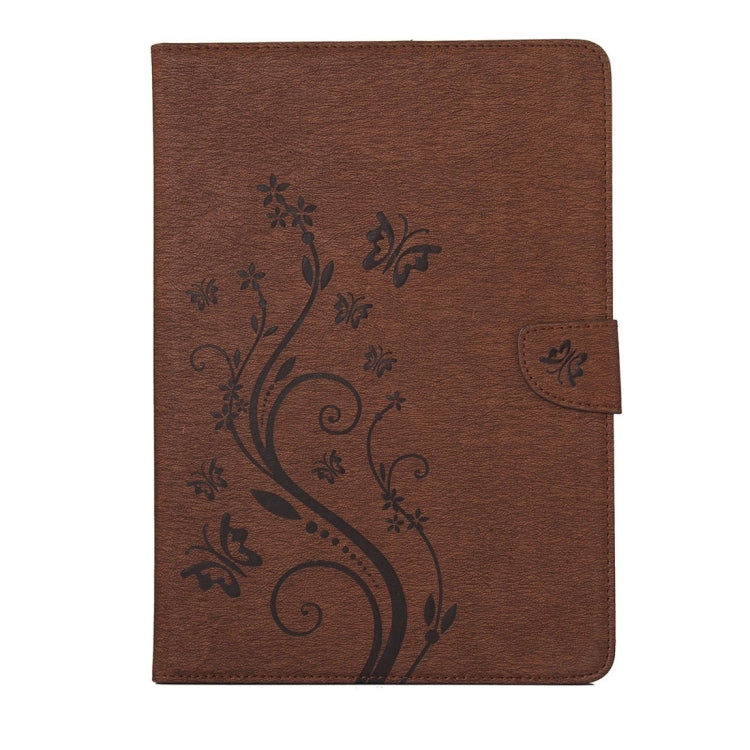 For iPad Air 2 Pressed Flowers Butterfly Pattern Horizontal Flip PU Leather Case with Magnetic Buckle & Holder & Card Slots & Wallet