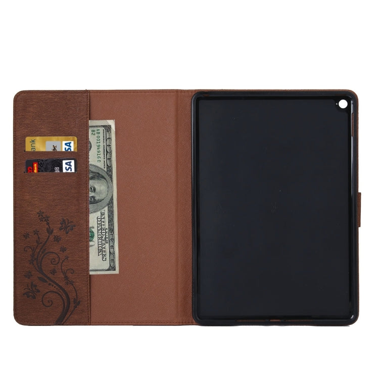 For iPad Air 2 Pressed Flowers Butterfly Pattern Horizontal Flip PU Leather Case with Magnetic Buckle & Holder & Card Slots & Wallet