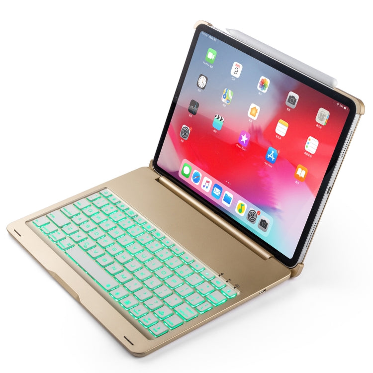 F105A Colorful Backlight Aluminum Backplane Wireless Bluetooth Keyboard Tablet Case for iPad Pro 11 inch ï¼ˆ2018ï¼‰