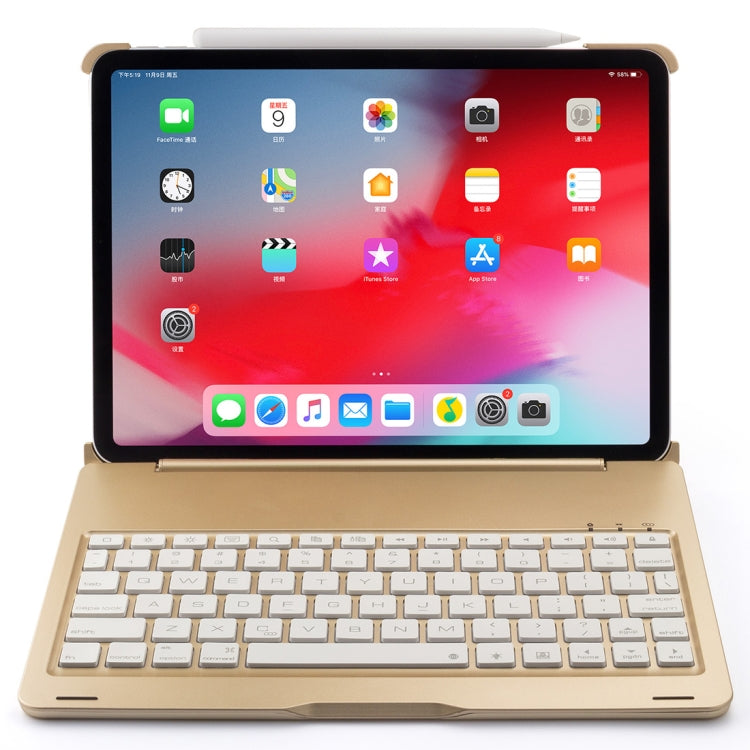 F105A Colorful Backlight Aluminum Backplane Wireless Bluetooth Keyboard Tablet Case for iPad Pro 11 inch ï¼ˆ2018ï¼‰