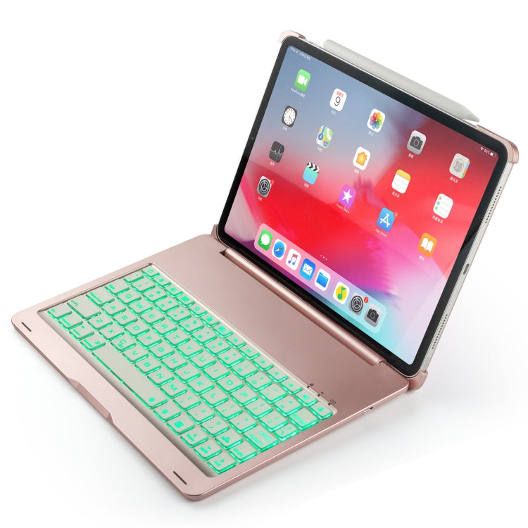 F105A Colorful Backlight Aluminum Backplane Wireless Bluetooth Keyboard Tablet Case for iPad Pro 11 inch ï¼ˆ2018ï¼‰