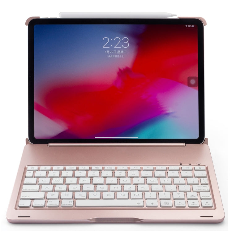 F105A Colorful Backlight Aluminum Backplane Wireless Bluetooth Keyboard Tablet Case for iPad Pro 11 inch ï¼ˆ2018ï¼‰