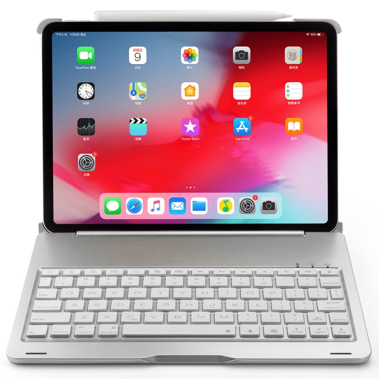 F105A Colorful Backlight Aluminum Backplane Wireless Bluetooth Keyboard Tablet Case for iPad Pro 11 inch ï¼ˆ2018ï¼‰
