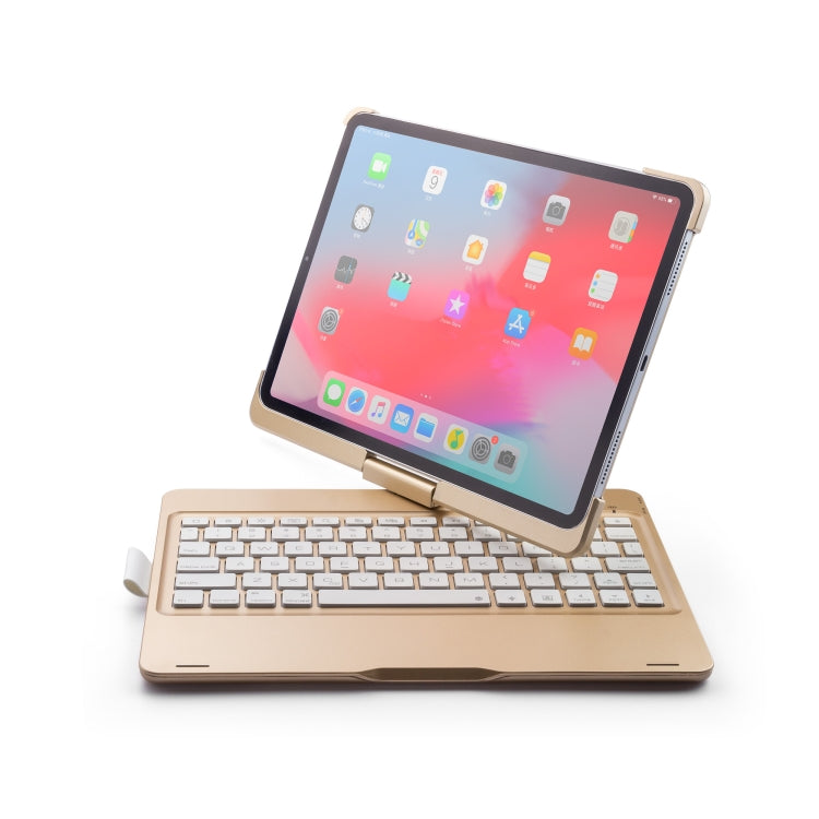 F360B 360 Degree Flip Colorful Backlight Aluminum Backplane Wireless Bluetooth Keyboard Tablet Case for iPad Pro 11 inch ï¼ˆ2018ï¼‰