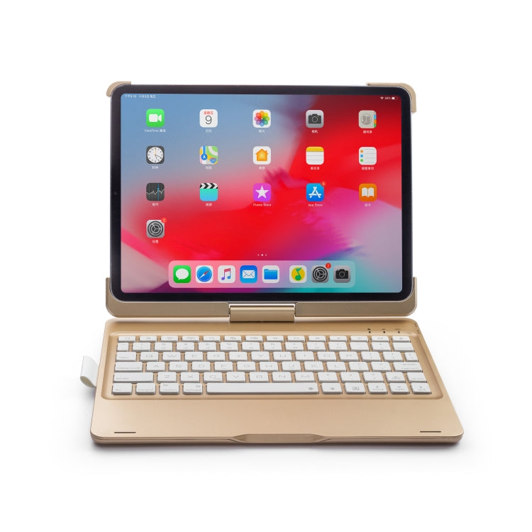 F360B 360 Degree Flip Colorful Backlight Aluminum Backplane Wireless Bluetooth Keyboard Tablet Case for iPad Pro 11 inch ï¼ˆ2018ï¼‰