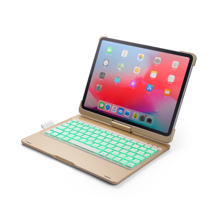 F360B 360 Degree Flip Colorful Backlight Aluminum Backplane Wireless Bluetooth Keyboard Tablet Case for iPad Pro 11 inch ï¼ˆ2018ï¼‰
