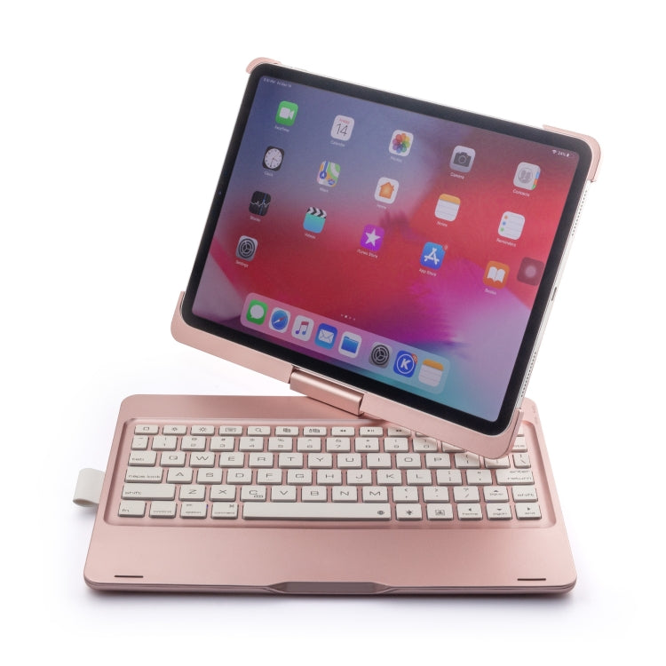 F360B 360 Degree Flip Colorful Backlight Aluminum Backplane Wireless Bluetooth Keyboard Tablet Case for iPad Pro 11 inch ï¼ˆ2018ï¼‰