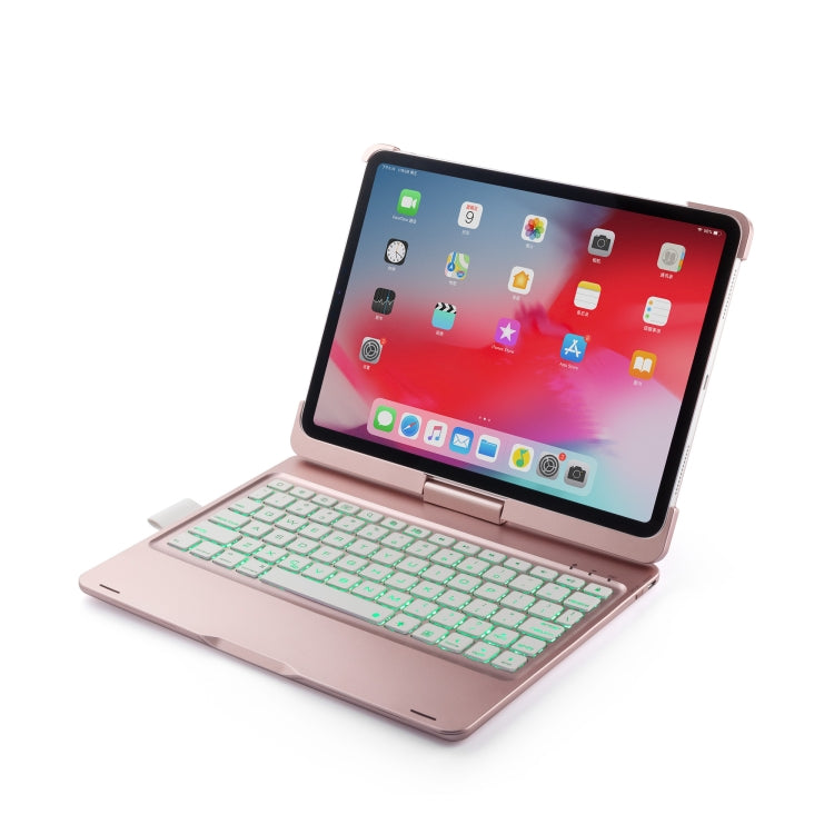 F360B 360 Degree Flip Colorful Backlight Aluminum Backplane Wireless Bluetooth Keyboard Tablet Case for iPad Pro 11 inch ï¼ˆ2018ï¼‰