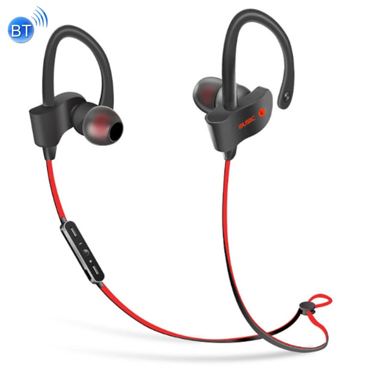 Ear Hooks Stereo Sports Wireless Bluetooth Earphones, with Mic Support  1 Connect 2 Function, For iPhone, Galaxy, Huawei, Xiaomi, LG, HTC and Other Smart Phones, Bluetooth Distance: 10m (Red)