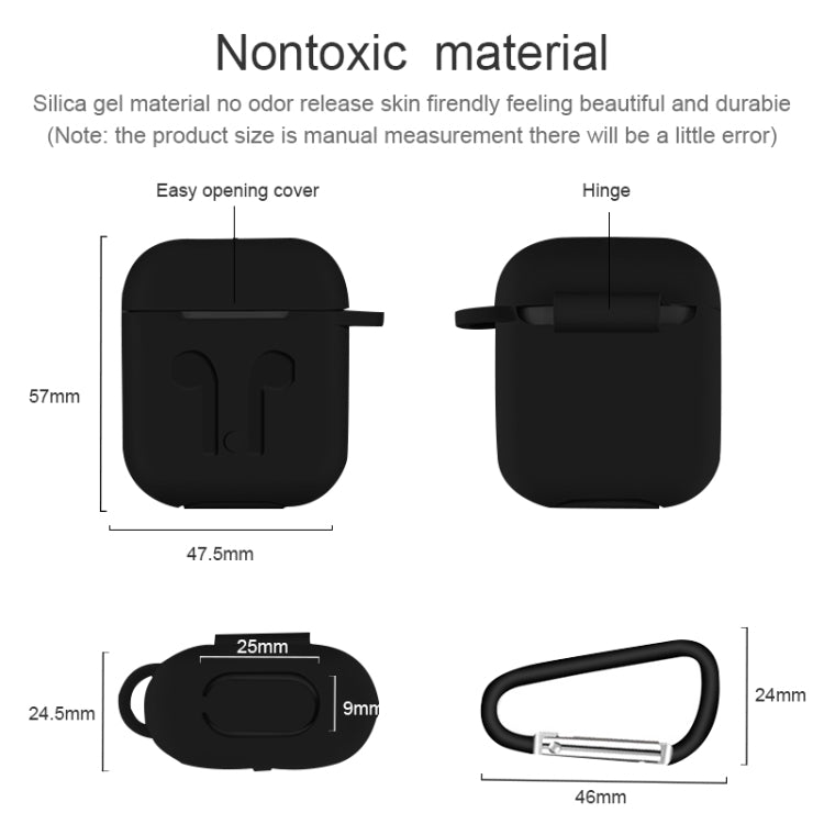 6 in 1 Earphone Bag + Earphone Case + Earphones Silicone Buckle + Earbuds + Anti-Drops Buckle + Anti-lost Rope Wireless Earphone Silicone Case Set for Apple Airpods