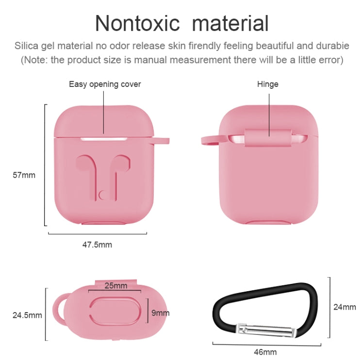 6 in 1 Earphone Bag + Earphone Case + Earphones Silicone Buckle + Earbuds + Anti-Drops Buckle + Anti-lost Rope Wireless Earphone Silicone Case Set for Apple Airpods