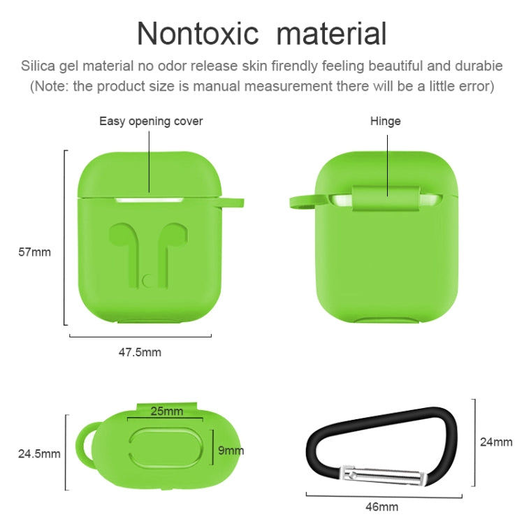6 in 1 Earphone Bag + Earphone Case + Earphones Silicone Buckle + Earbuds + Anti-Drops Buckle + Anti-lost Rope Wireless Earphone Silicone Case Set for Apple Airpods