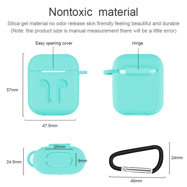 6 in 1 Earphone Bag + Earphone Case + Earphones Silicone Buckle + Earbuds + Anti-Drops Buckle + Anti-lost Rope Wireless Earphone Silicone Case Set for Apple Airpods