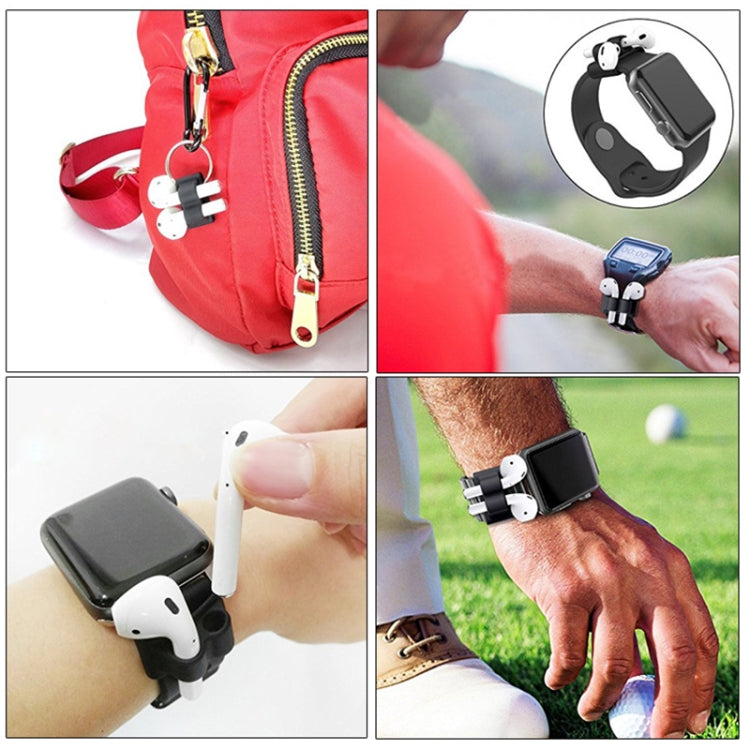 6 in 1 Earphone Bag + Earphone Case + Earphones Silicone Buckle + Earbuds + Anti-Drops Buckle + Anti-lost Rope Wireless Earphone Silicone Case Set for Apple Airpods