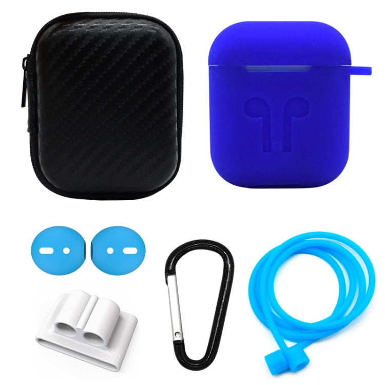 6 in 1 Earphone Bag + Earphone Case + Earphones Silicone Buckle + Earbuds + Anti-Drops Buckle + Anti-lost Rope Wireless Earphone Silicone Case Set for Apple Airpods