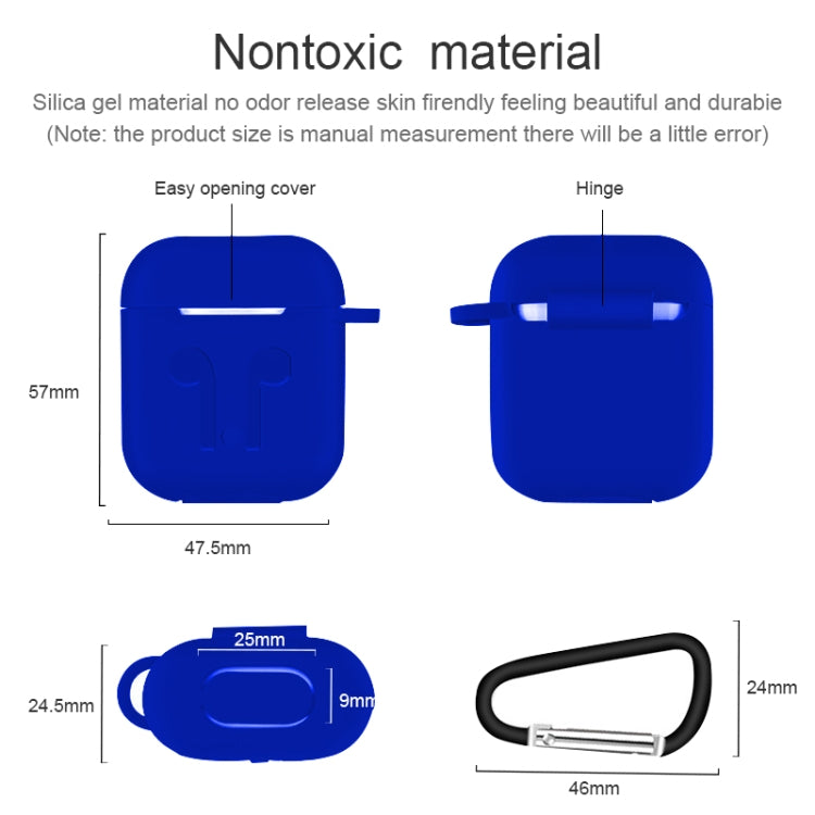 6 in 1 Earphone Bag + Earphone Case + Earphones Silicone Buckle + Earbuds + Anti-Drops Buckle + Anti-lost Rope Wireless Earphone Silicone Case Set for Apple Airpods