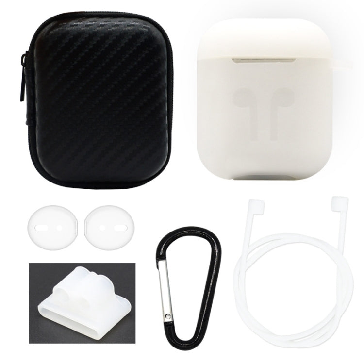 6 in 1 Earphone Bag + Earphone Case + Earphones Silicone Buckle + Earbuds + Anti-Drops Buckle + Anti-lost Rope Wireless Earphone Silicone Case Set for Apple Airpods