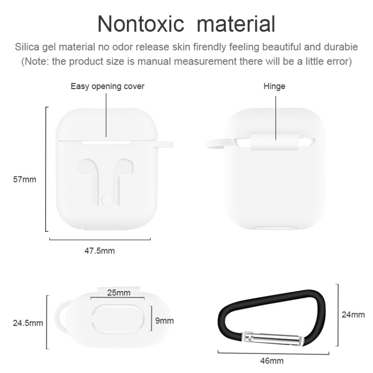 6 in 1 Earphone Bag + Earphone Case + Earphones Silicone Buckle + Earbuds + Anti-Drops Buckle + Anti-lost Rope Wireless Earphone Silicone Case Set for Apple Airpods
