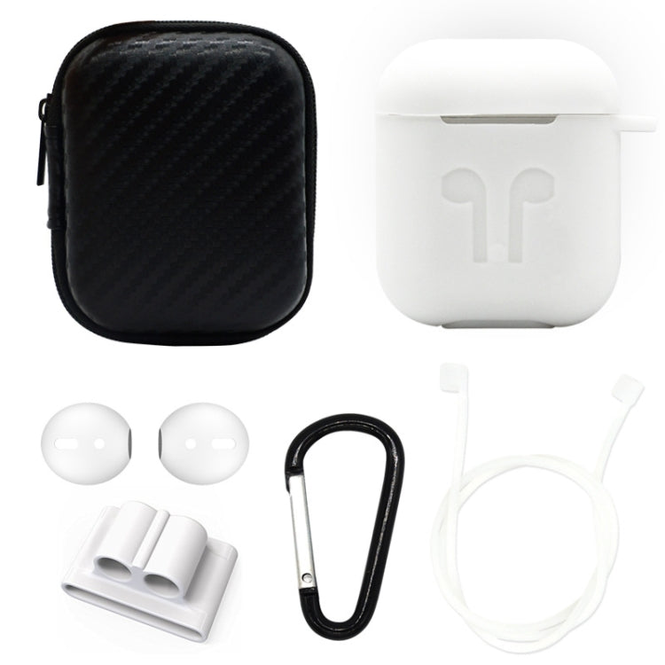6 in 1 Earphone Bag + Earphone Case + Earphones Silicone Buckle + Earbuds + Anti-Drops Buckle + Anti-lost Rope Wireless Earphone Silicone Case Set for Apple Airpods