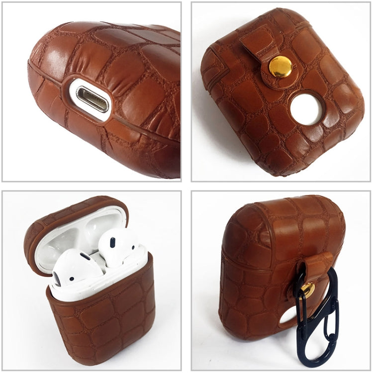 Stone Texture Anti-lost Dropproof Wireless Earphones Charging Box Protective Case for Apple AirPods 1/2