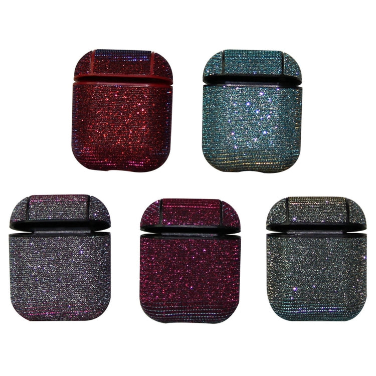 TwoWindows Glitter Powder Shockproof Wireless Earphones Charging Box Leather Protective Case for Apple AirPods 1/2