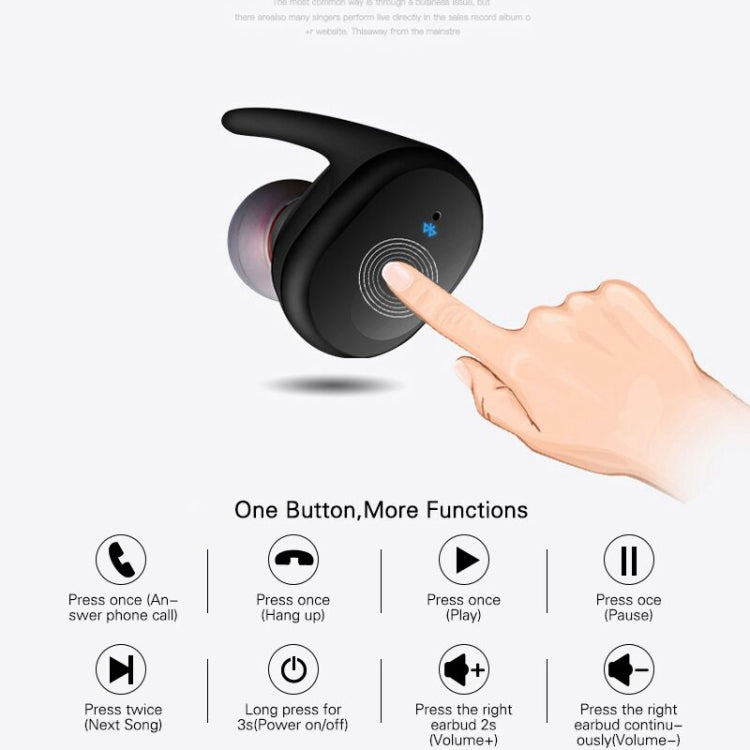 TWS Binaural Wireless Touch Sensing Bluetooth Headset(Black)