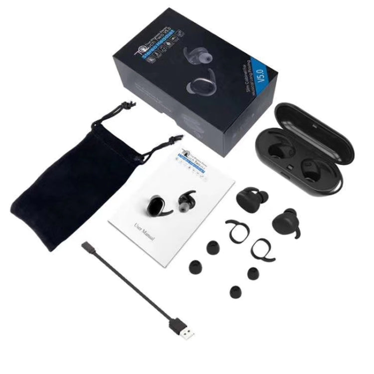 TWS 5.0 Binaural Wireless Touch Sensor Bluetooth Headset(Black)