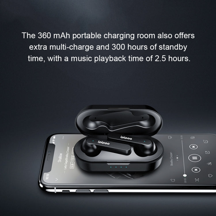 ipipoo TP-2 TWS Bluetooth V5.0 Headset(Black)