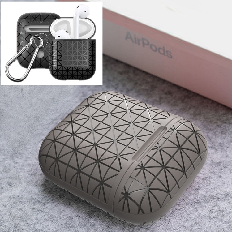HX-0010-SJX Anti-fall TPU Triangle Shape Wireless Bluetooth Earphone Protective Case for Apple AirPods 1, with Hang Buckle