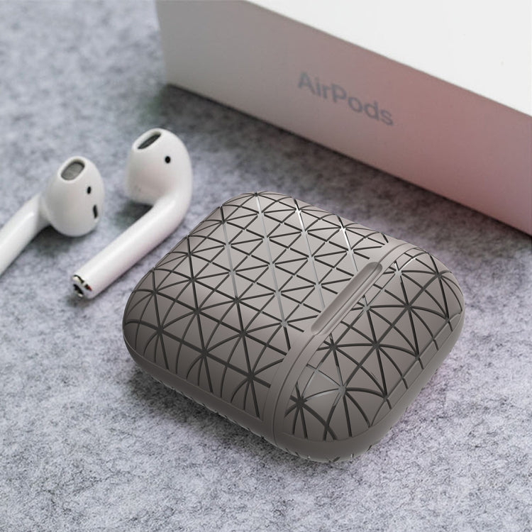 HX-0010-SJX Anti-fall TPU Triangle Shape Wireless Bluetooth Earphone Protective Case for Apple AirPods 1, with Hang Buckle