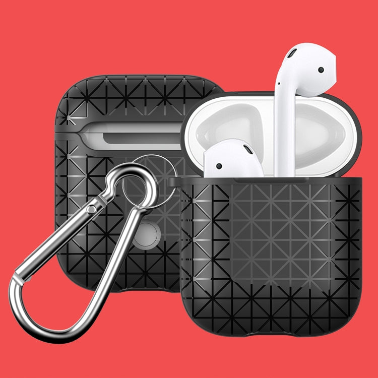 HX-0010-SJX Anti-fall TPU Triangle Shape Wireless Bluetooth Earphone Protective Case for Apple AirPods 1, with Hang Buckle