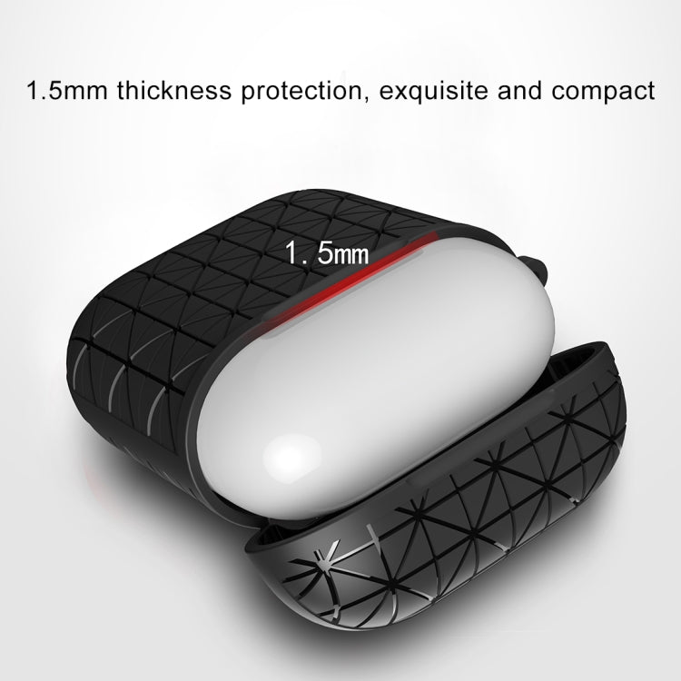 HX-0010-SJX Anti-fall TPU Triangle Shape Wireless Bluetooth Earphone Protective Case for Apple AirPods 1, with Hang Buckle