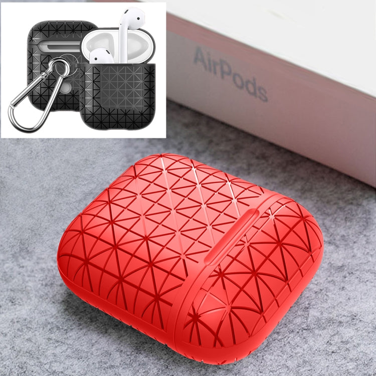 HX-0010-SJX Anti-fall TPU Triangle Shape Wireless Bluetooth Earphone Protective Case for Apple AirPods 1, with Hang Buckle
