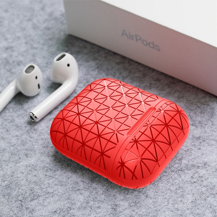 HX-0010-SJX Anti-fall TPU Triangle Shape Wireless Bluetooth Earphone Protective Case for Apple AirPods 1, with Hang Buckle