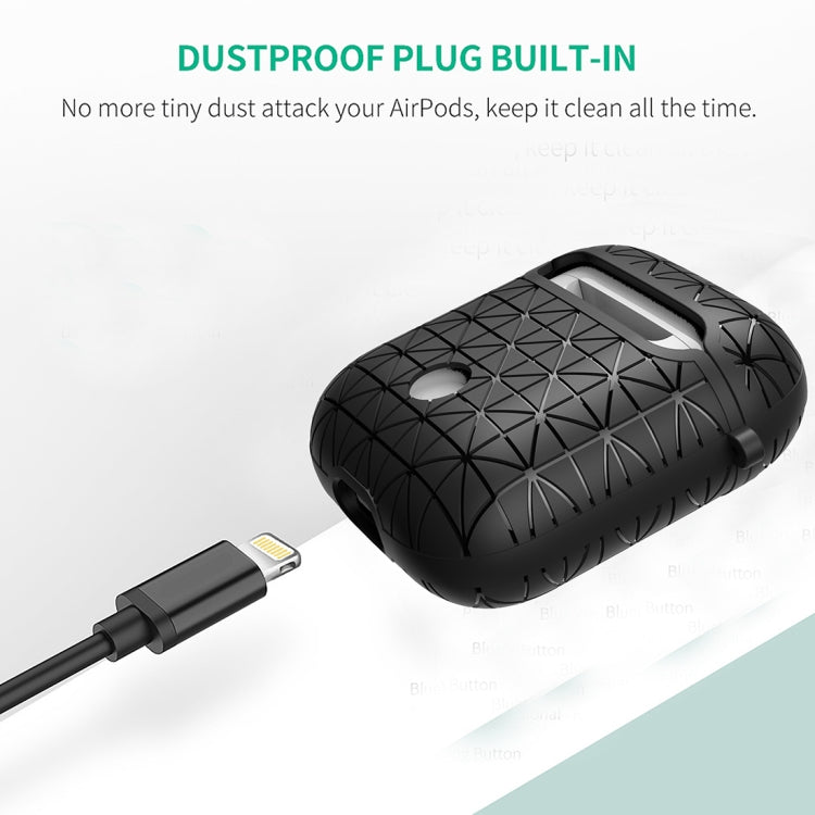 HX-0010-SJX Anti-fall TPU Triangle Shape Wireless Bluetooth Earphone Protective Case for Apple AirPods 1, with Hang Buckle