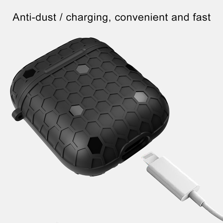 HX-0010-ZQW Anti-fall TPU Football Texture Wireless Bluetooth Earphone Protective Case for Apple AirPods 1, with Hang Buckle