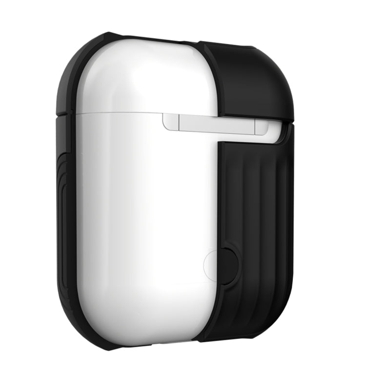 HX-0010-XLX 2 in 1 Anti-fall TPU + PC Suitcase Shape Wireless Bluetooth Earphone Protective Case for Apple AirPods 1, with Hook