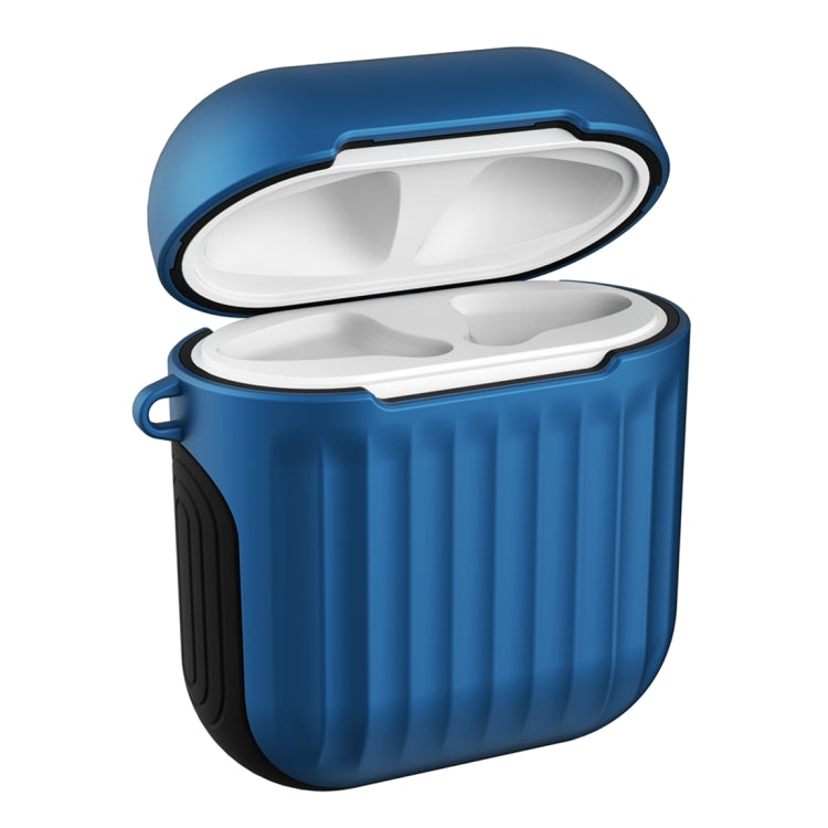 HX-0010-XLX 2 in 1 Anti-fall TPU + PC Suitcase Shape Wireless Bluetooth Earphone Protective Case for Apple AirPods 1, with Hook