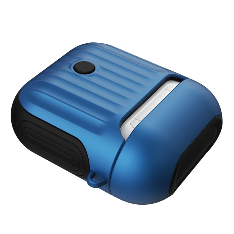 HX-0010-XLX 2 in 1 Anti-fall TPU + PC Suitcase Shape Wireless Bluetooth Earphone Protective Case for Apple AirPods 1, with Hook