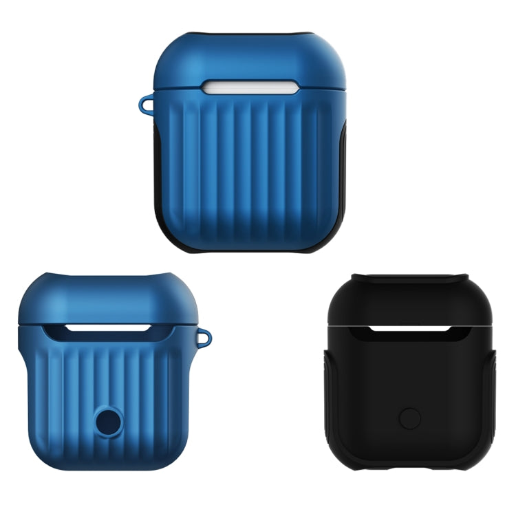 HX-0010-XLX 2 in 1 Anti-fall TPU + PC Suitcase Shape Wireless Bluetooth Earphone Protective Case for Apple AirPods 1, with Hook