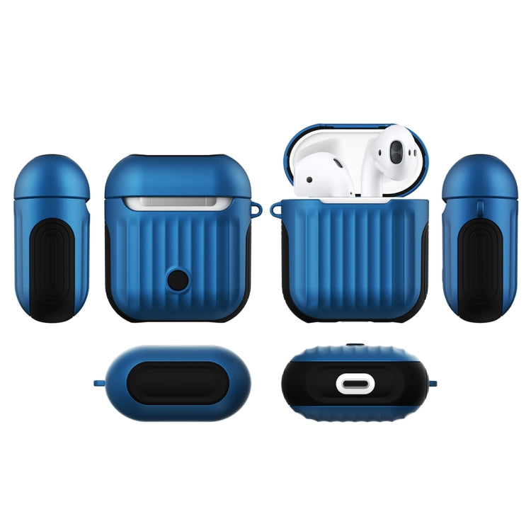 HX-0010-XLX 2 in 1 Anti-fall TPU + PC Suitcase Shape Wireless Bluetooth Earphone Protective Case for Apple AirPods 1, with Hook