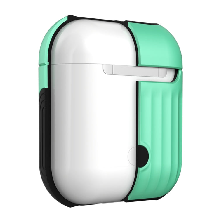 HX-0010-XLX 2 in 1 Anti-fall TPU + PC Suitcase Shape Wireless Bluetooth Earphone Protective Case for Apple AirPods 1, with Hook