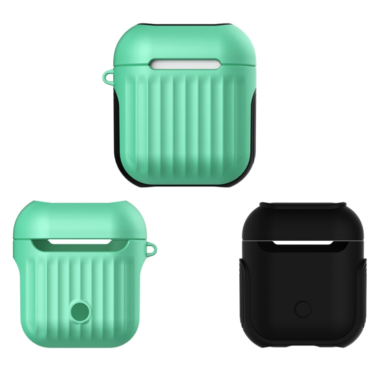 HX-0010-XLX 2 in 1 Anti-fall TPU + PC Suitcase Shape Wireless Bluetooth Earphone Protective Case for Apple AirPods 1, with Hook