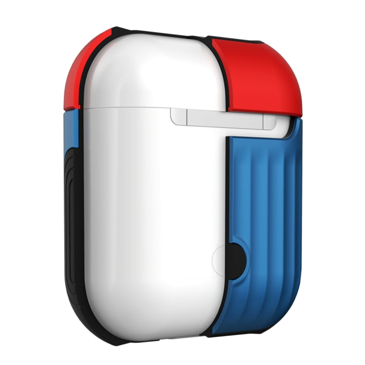 HX-0010-XLX 2 in 1 Anti-fall TPU + PC Suitcase Shape Wireless Bluetooth Earphone Protective Case for Apple AirPods 1, with Hook