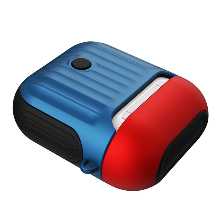 HX-0010-XLX 2 in 1 Anti-fall TPU + PC Suitcase Shape Wireless Bluetooth Earphone Protective Case for Apple AirPods 1, with Hook