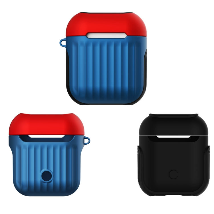 HX-0010-XLX 2 in 1 Anti-fall TPU + PC Suitcase Shape Wireless Bluetooth Earphone Protective Case for Apple AirPods 1, with Hook