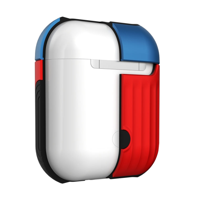 HX-0010-XLX 2 in 1 Anti-fall TPU + PC Suitcase Shape Wireless Bluetooth Earphone Protective Case for Apple AirPods 1, with Hook